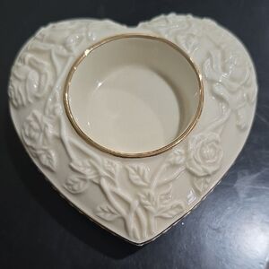 Lenox Cream and Gold Heart Votive Candle Holder EUC